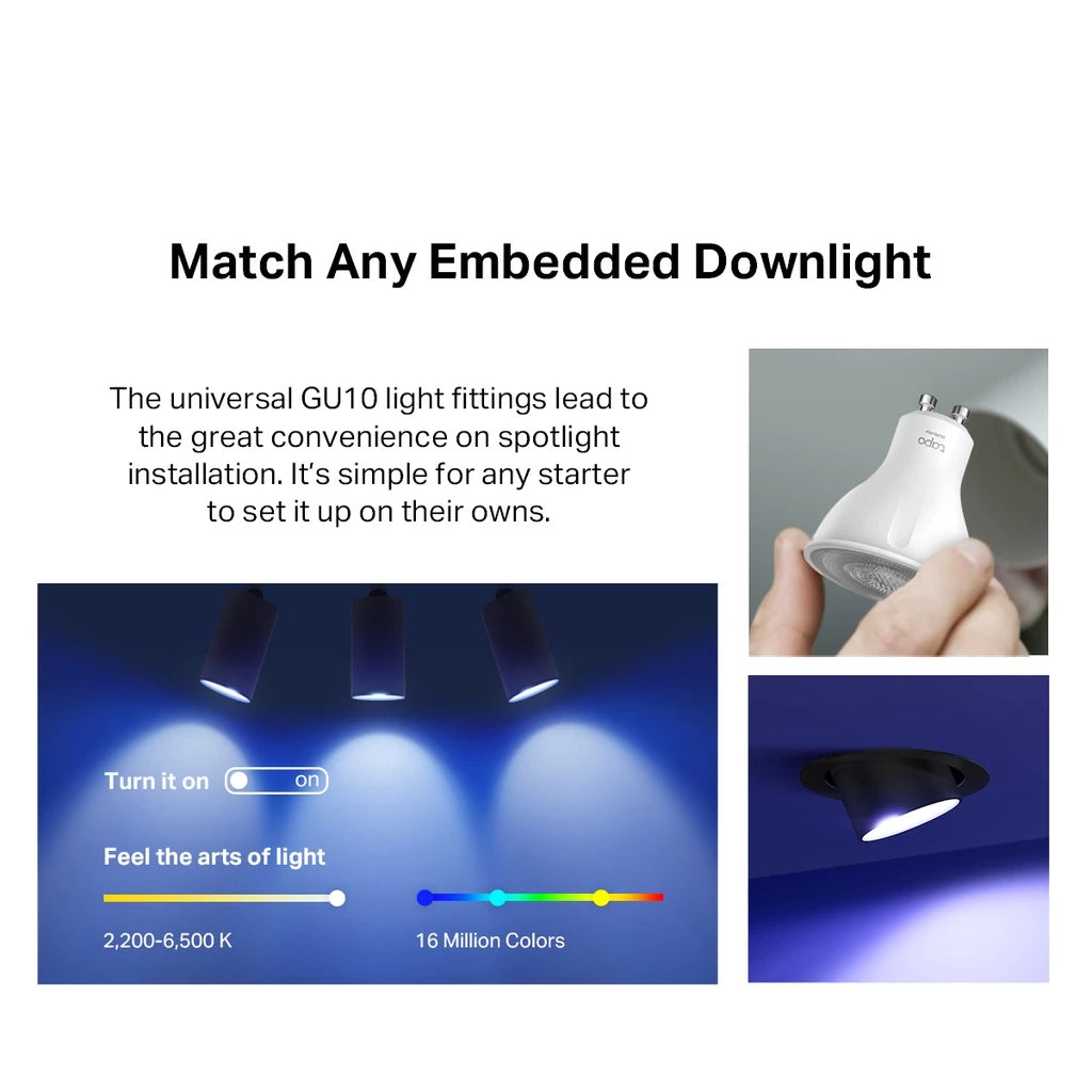 TP-LINK GU10 Smart Wi-Fi Multicolor Spotlight (Google Assistant & Alexa/ Voice & Remote Control) Tapo L630