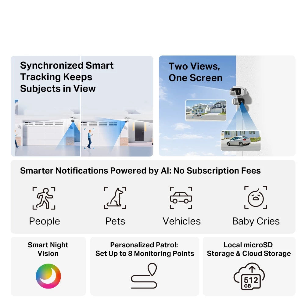 TP-Link Tapo C246D Dual-Lens 2K Indoor/Outdoor Pan/Tilt WiFi Camera