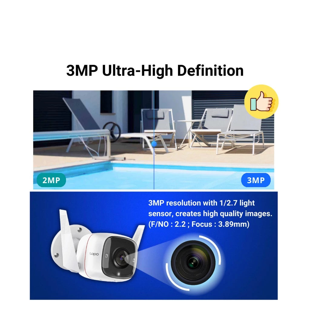 TP-Link Outdoor 2K CCTV/3MP Tapo C310 SUPER HD with Amazon Safety CLOUD/Sirim Certification-IP66 Security IP Camera