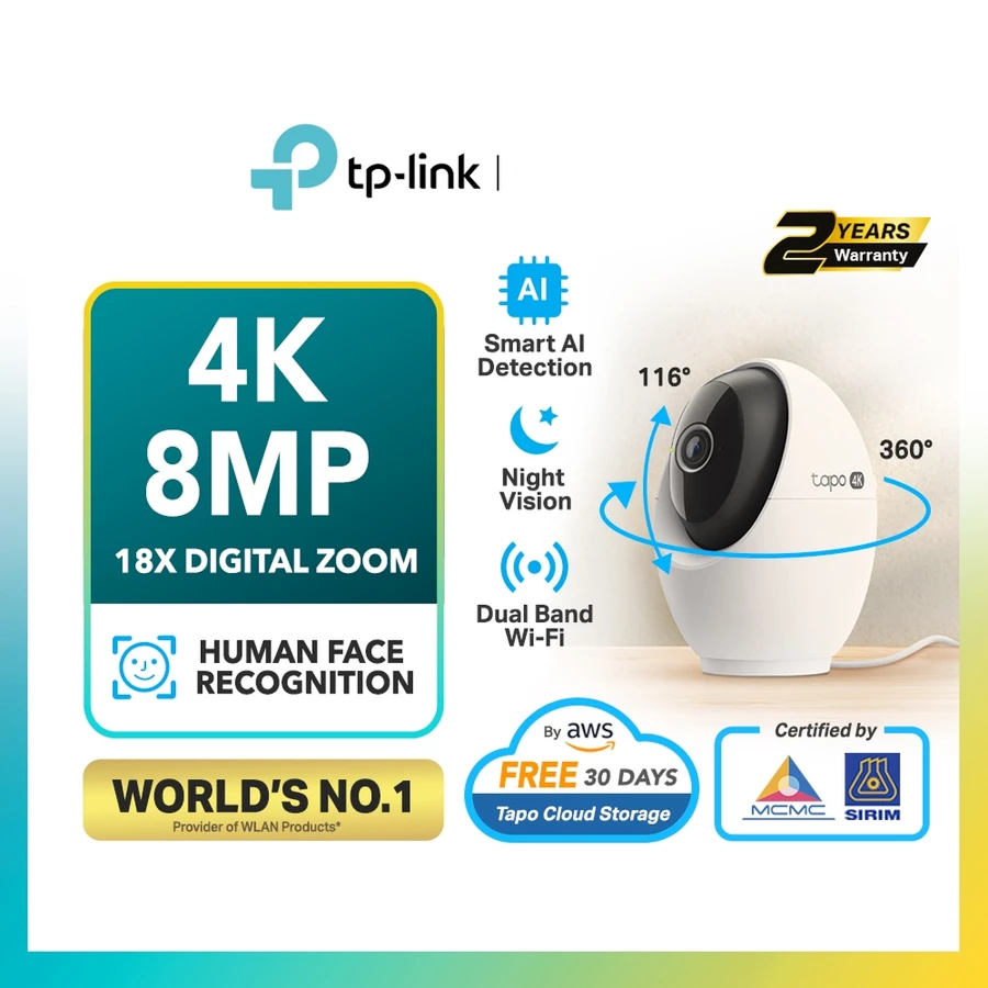 TP-Link Tapo C260 4K 8MP Pan/Tilt AI CCTV WIFI Wireless IP Camera Smart AI Detection
