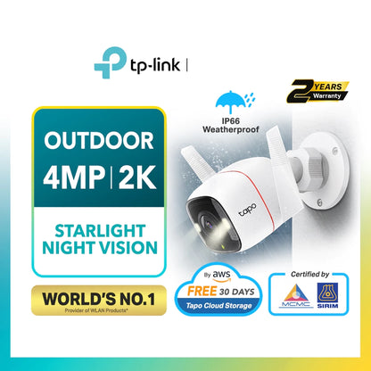TP-Link Outdoor 2K/4MP Tapo C320WS Full Color Night Vision Outdoor IP66 Security CCTV with Amazon Cloud IP Camera