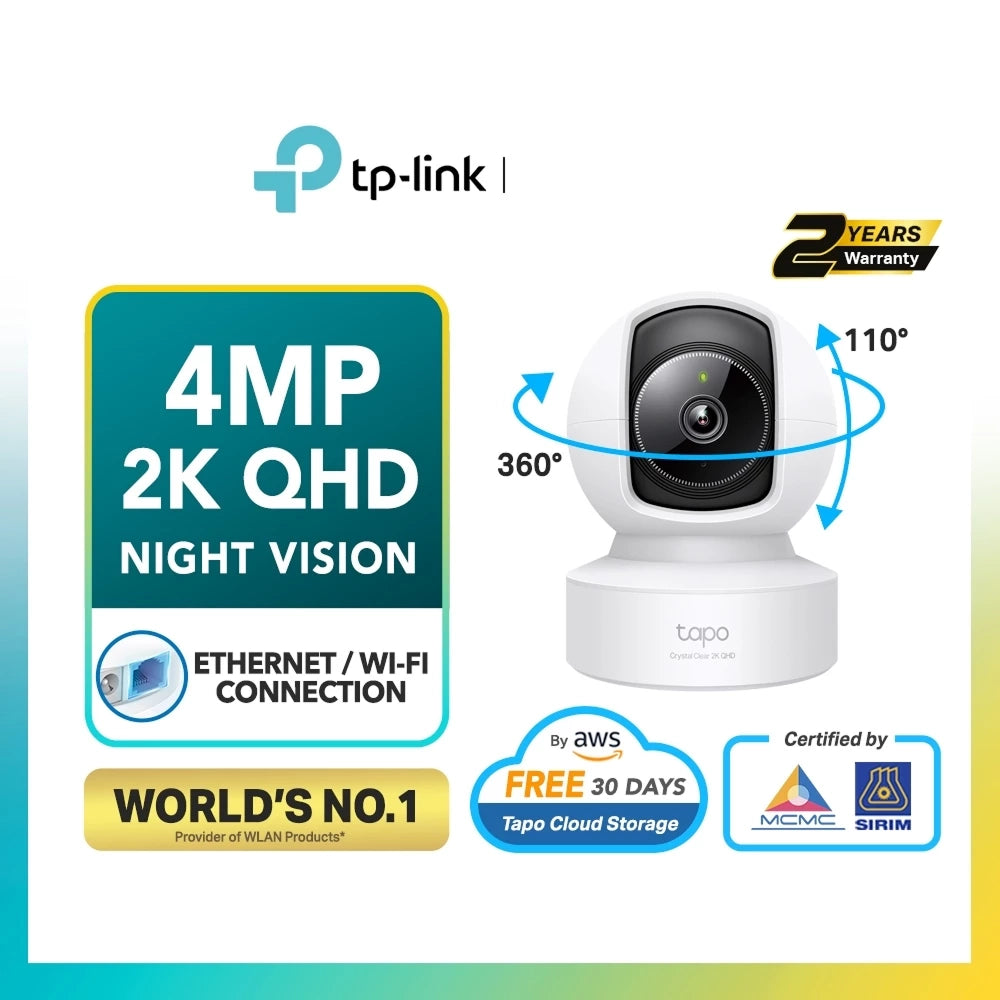 TP-Link Tapo C222 2K 4MP WiFi Camera CCTV with Ethernet / WiFi Connection 360 Degree IP Camera Pan & Tilt C212 & C202