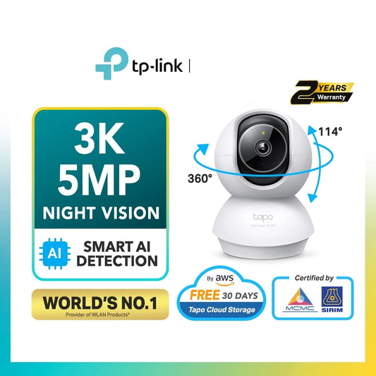 TP-Link Tapo C230 3K 5MP Pan/Tilt AI CCTV WIFI Wireless IP Camera with Smart AI Detection & Notifications