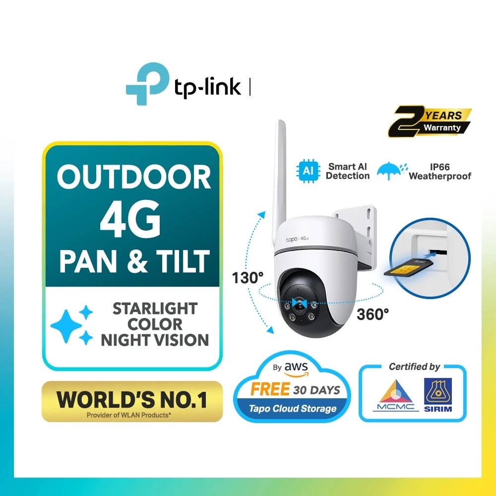 TP-Link Tapo TC40GW 4G Sim Card CCTV Camera 1080P 360 Outdoor Weatherproof CCTV Night Vision