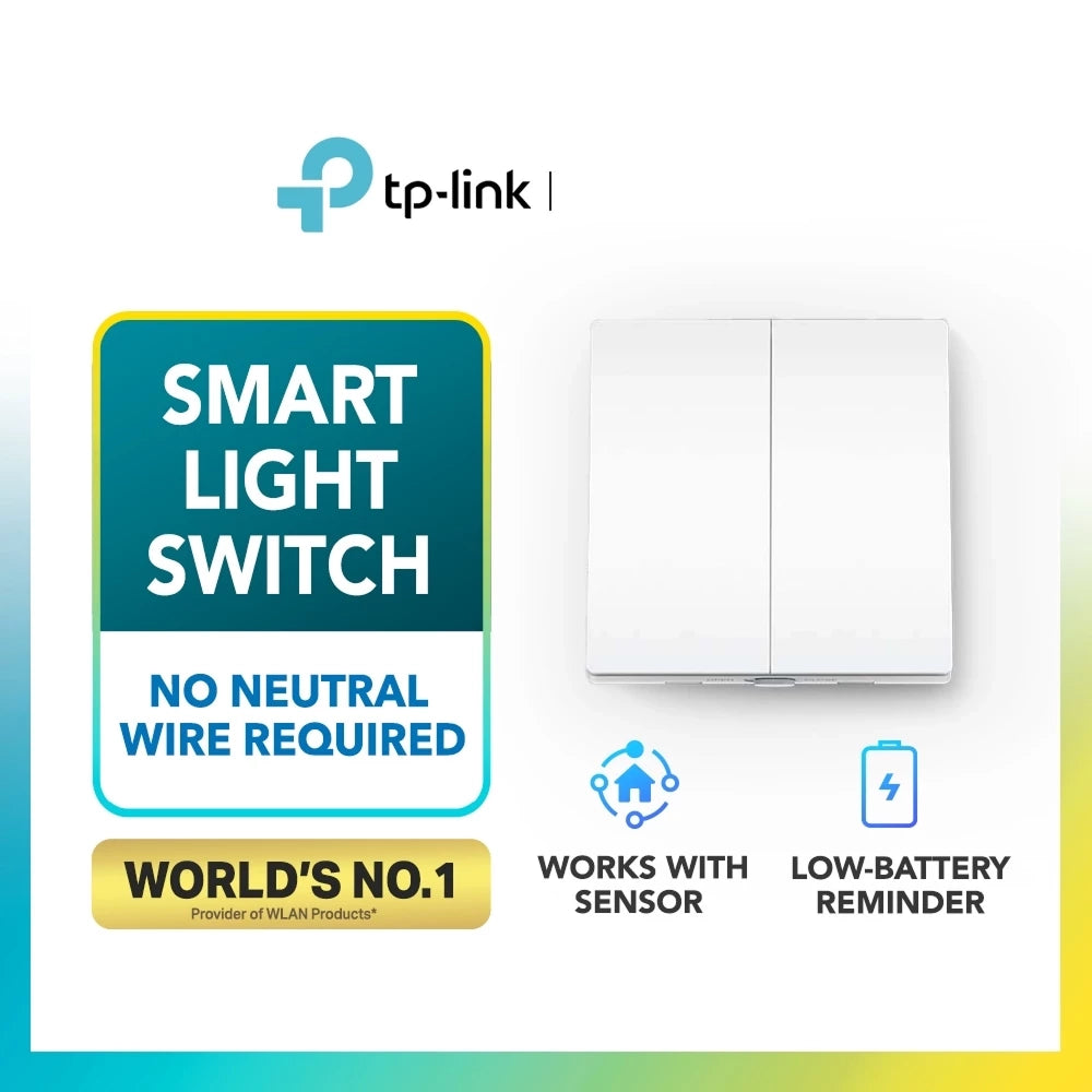 TP-Link Tapo S220 2-Gang Smart Switch No Neutral Wire Battery Powered App Control (Hub Required)