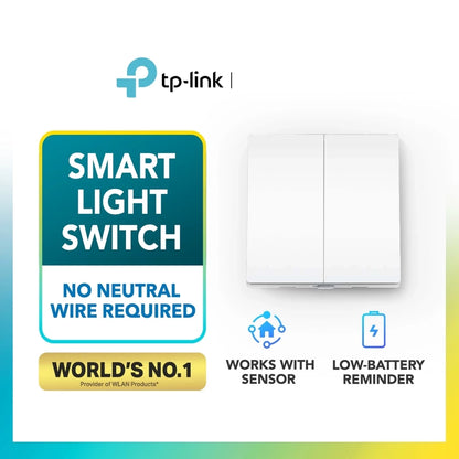 TP-Link Tapo S220 2-Gang Smart Switch No Neutral Wire Battery Powered App Control (Hub Required)