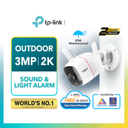 TP-Link Outdoor 2K CCTV/3MP Tapo C310 SUPER HD with Amazon Safety CLOUD/Sirim Certification-IP66 Security IP Camera