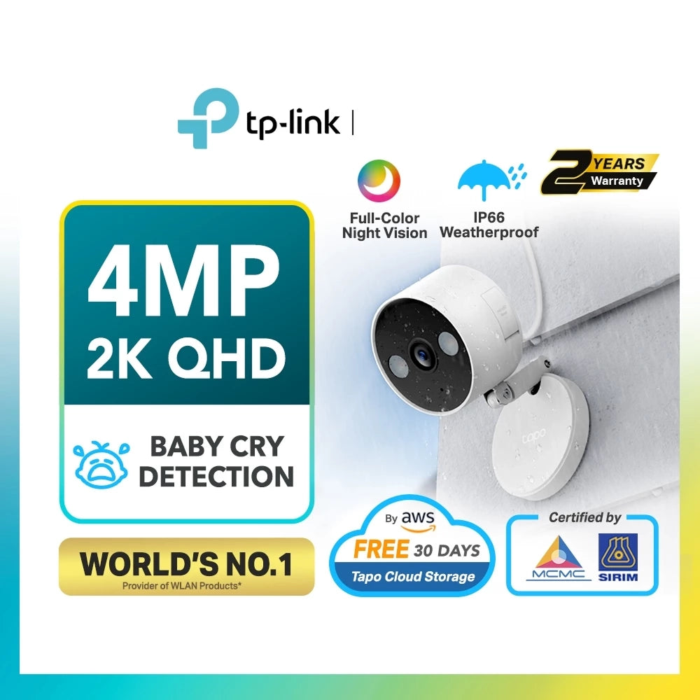 TP-Link 4MP/2K Baby Camera Tapo C120 AI CCTV WIFI & Wireless IP Camera with Smart AI IP66 Weatherproof