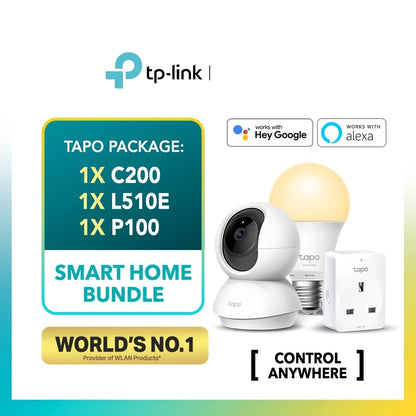 TP-LINK Smart Home Bundle Tapo Series ( Tapo C200-PTZ Camera/Tapo P100-Smart Plug/Tapo L510E-Smart Bulb )