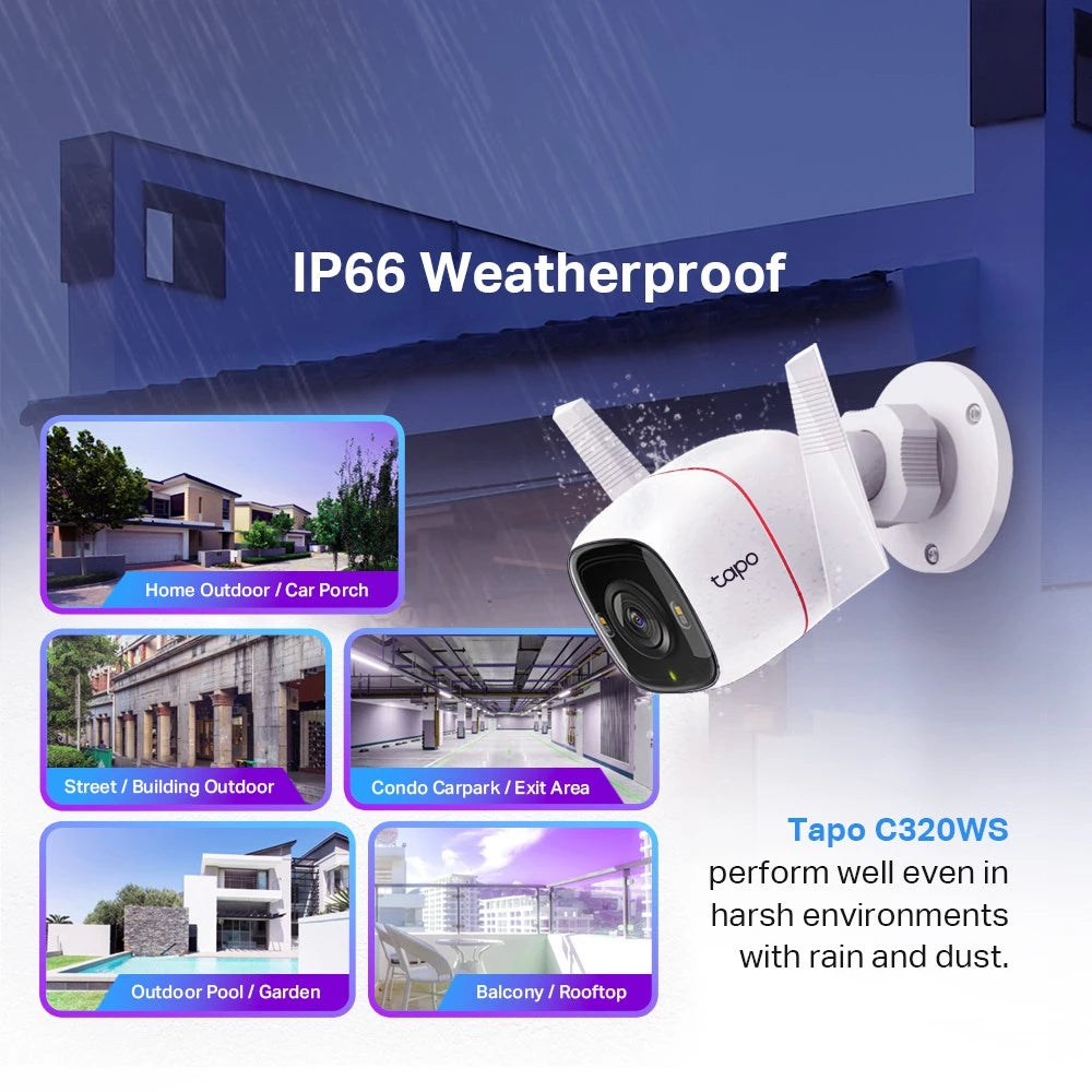 TP-Link Outdoor 2K/4MP Tapo C320WS Full Color Night Vision Outdoor IP66 Security CCTV with Amazon Cloud IP Camera
