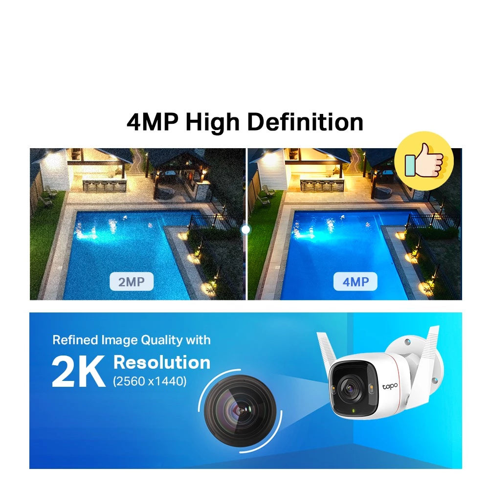 TP-Link Outdoor 2K/4MP Tapo C320WS Full Color Night Vision Outdoor IP66 Security CCTV with Amazon Cloud IP Camera