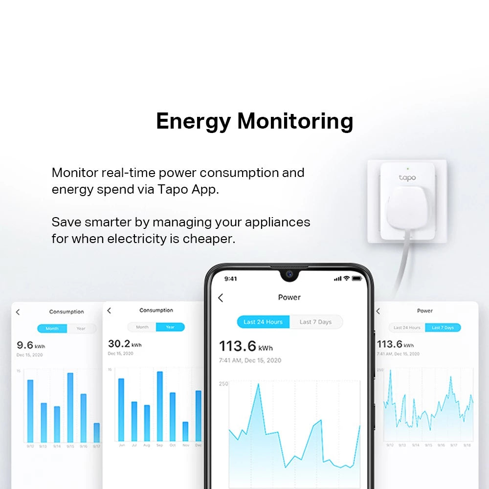 TP-Link Tapo P110 Mini Smart Wifi Socket Plug(Support Energy Monitoring, Remote/Voice control, Schedule, Google/Alexa)
