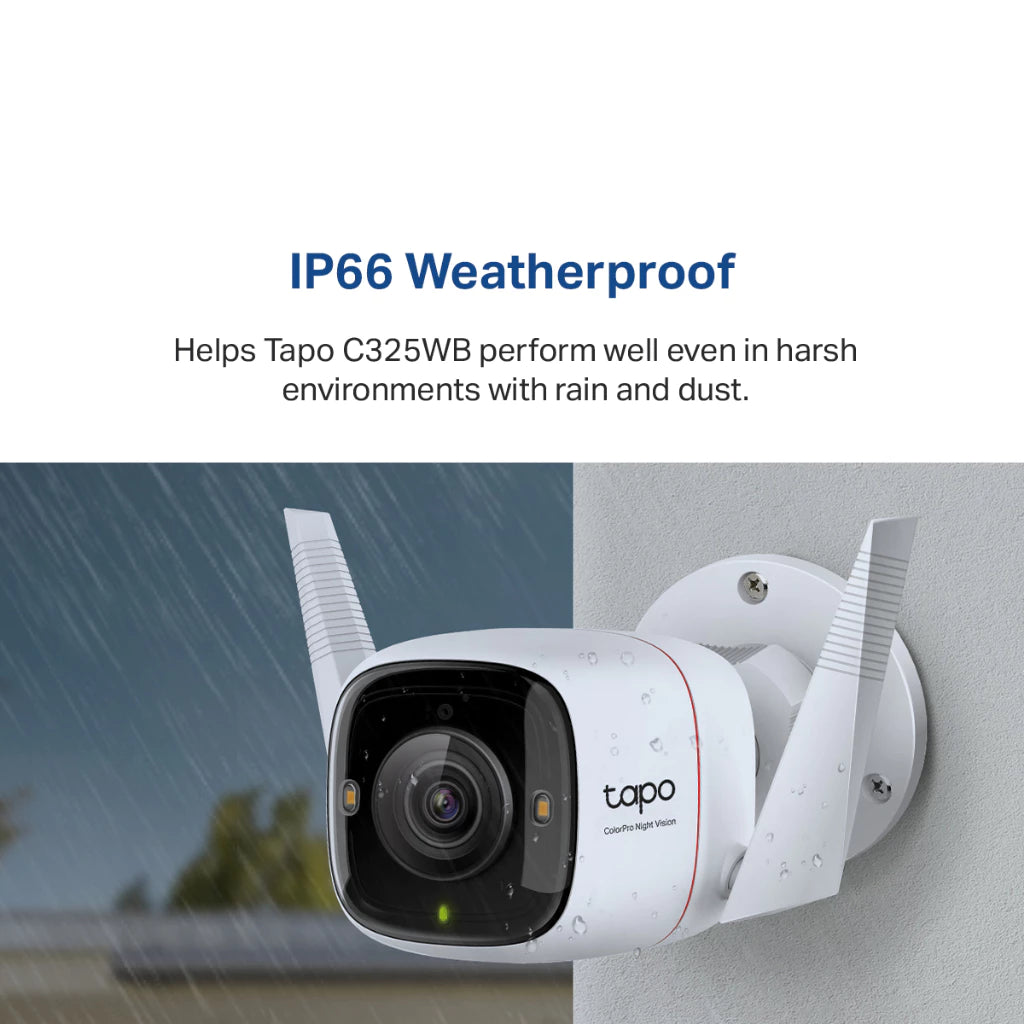 TP-Link Outdoor 2K QHD 4MP Color Pro Night Vision Tapo C325WB IP CCTV Camera IP66 Weatherproof
