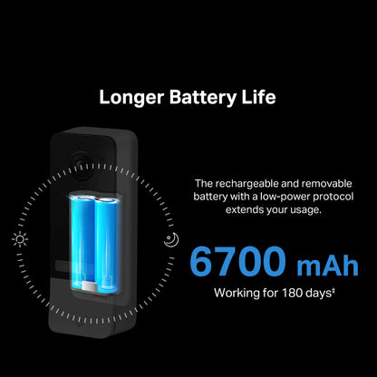 TP-Link 2K 5MP Color Night Vision Smart Wireless Battery Video Doorbell Head-to-Toe IP64 Weatherproof Tapo D230S1 / D210