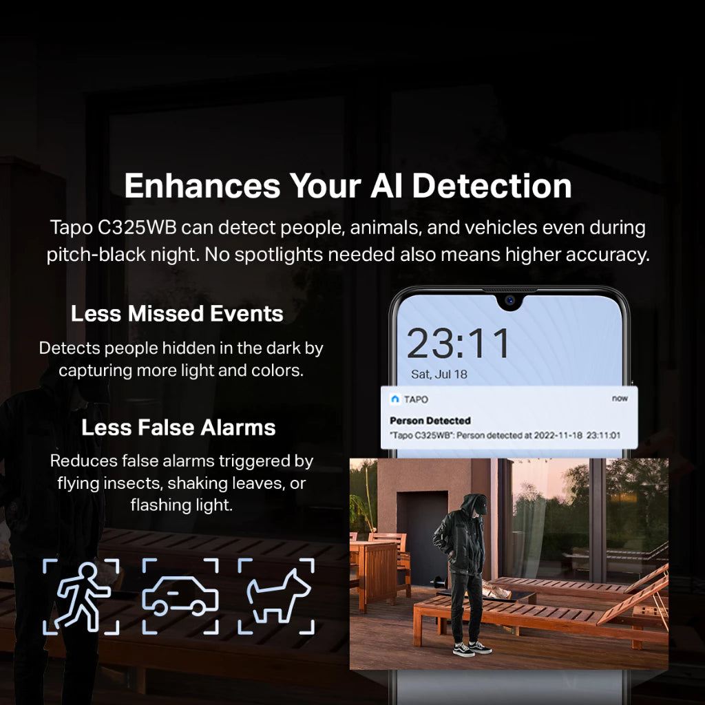 TP-Link Outdoor 2K QHD 4MP Color Pro Night Vision Tapo C325WB IP CCTV Camera IP66 Weatherproof