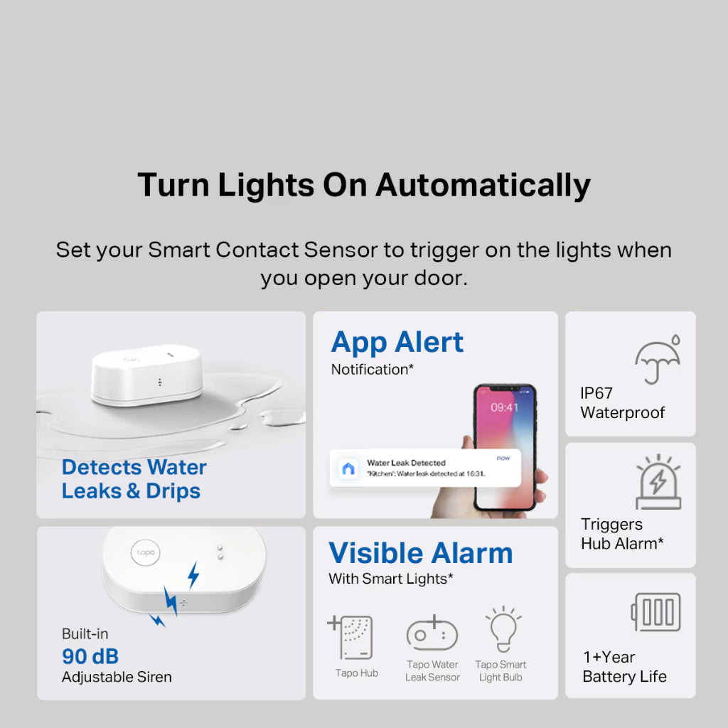 TP-Link Tapo T300 Smart Water Leak Sensor IP67 Waterproof (Tapo Hub H100 Requirement)