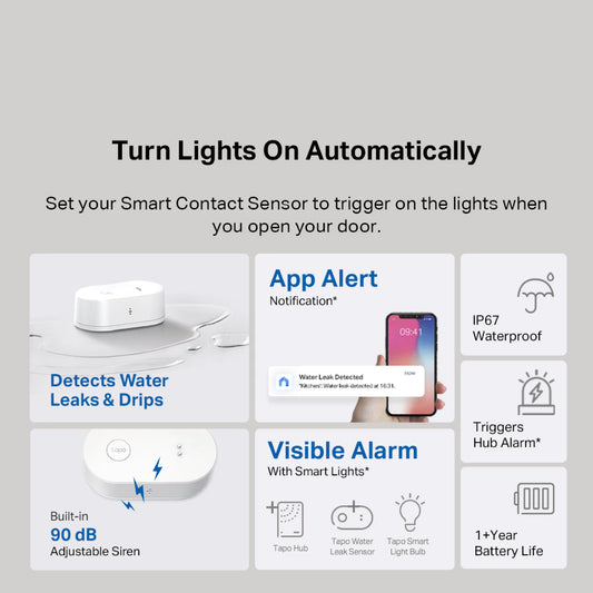 TP-Link Tapo T300 Smart Water Leak Sensor IP67 Waterproof (Tapo Hub H100 Requirement)