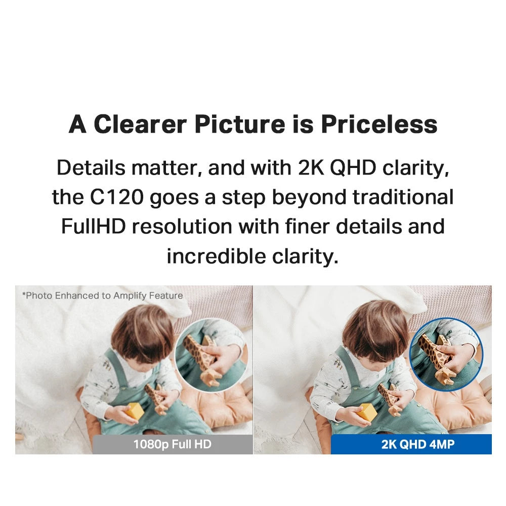 TP-Link 4MP/2K Baby Camera Tapo C120 AI CCTV WIFI & Wireless IP Camera with Smart AI IP66 Weatherproof