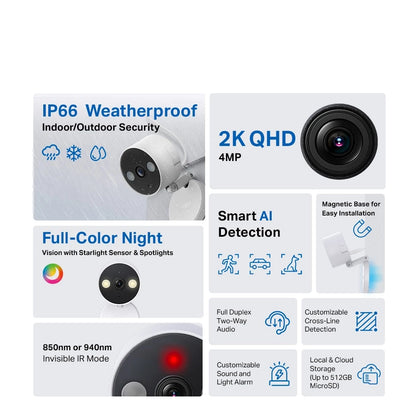 TP-Link 4MP/2K Baby Camera Tapo C120 AI CCTV WIFI & Wireless IP Camera with Smart AI IP66 Weatherproof