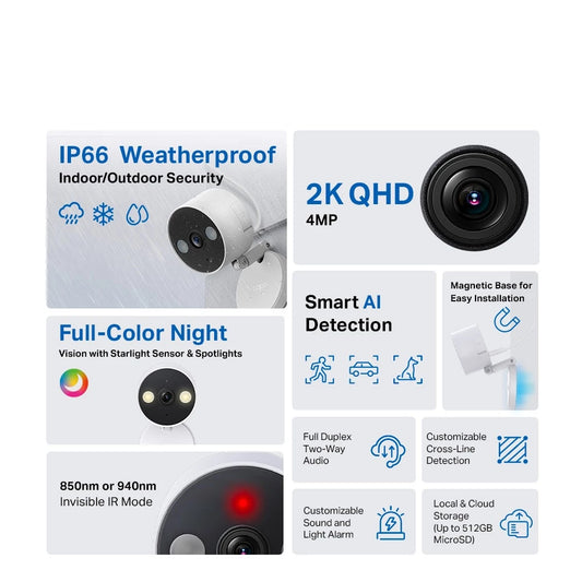 TP-Link 4MP/2K Baby Camera Tapo C120 AI CCTV WIFI & Wireless IP Camera with Smart AI IP66 Weatherproof