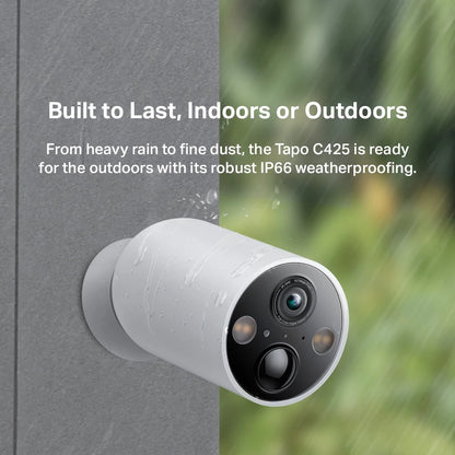 TP-Link 4MP 2K QHD Tapo C425 Smart Wire-Free Outdoor Security Camera Starlight CCTV IP66 Weatherproof