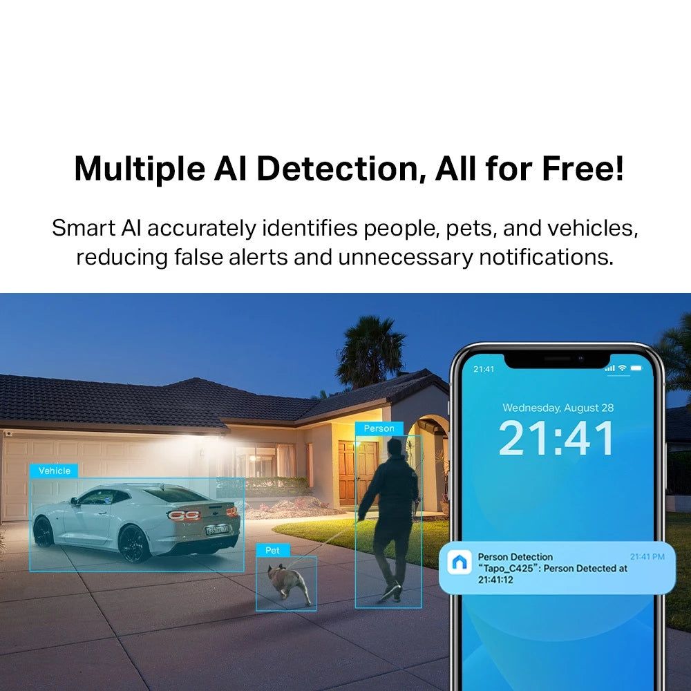 TP-Link 4MP 2K QHD Tapo C425 Smart Wire-Free Outdoor Security Camera Starlight CCTV IP66 Weatherproof