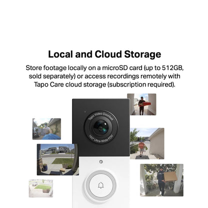 TP-Link 2K 3MP Tapo D210 Color Night Vision Smart Wireless Battery Video Doorbell Head-to-Toe View IP65 Weatherproof