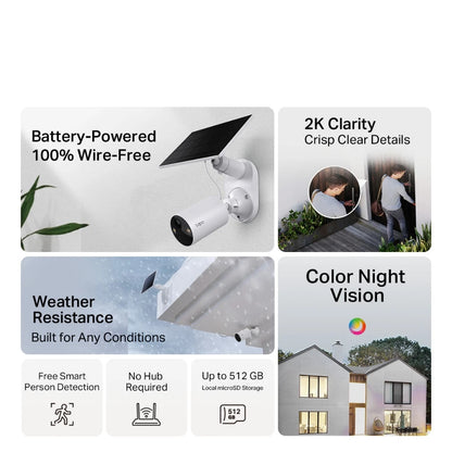 TP-Link Tapo TC82 KIT 2K/3MP Outdoor Solar CCTV Battery Camera Color Night Vision IP65