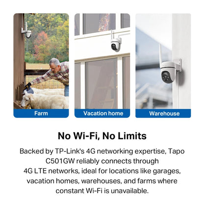 TP-Link Tapo 4G Sim Card CCTV Camera Outdoor Weatherproof CCTV 1080P 360 Night Vision Tapo C501GW