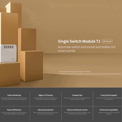 Aqara Zigbee 3.0 Protocol Single Switch Module T1 With Neutral