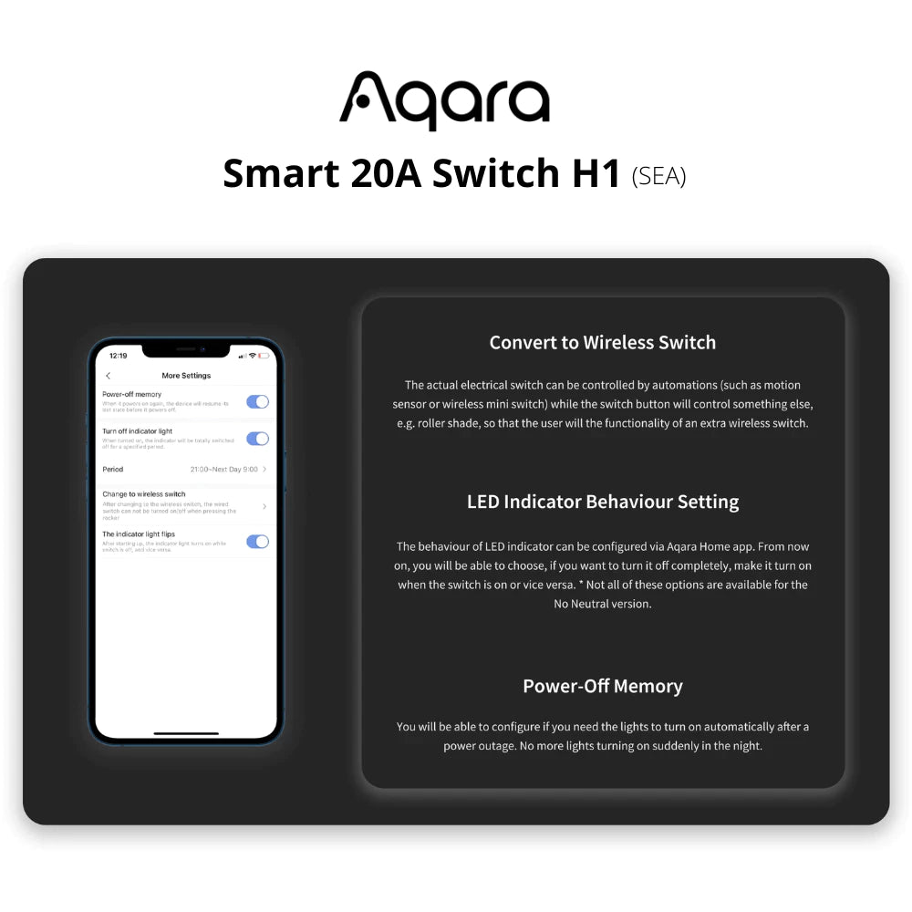 Aqara H1 High Power Smart 20A Switch