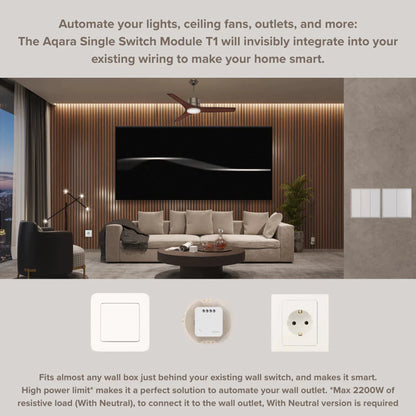 Aqara T1 Zigbee Protocol Single Switch Module No Neutral