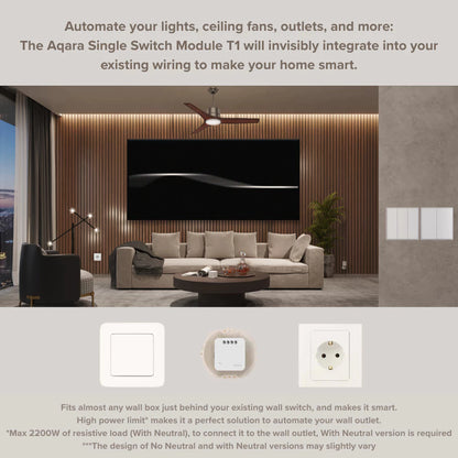 Aqara Zigbee 3.0 Protocol Single Switch Module T1 With Neutral