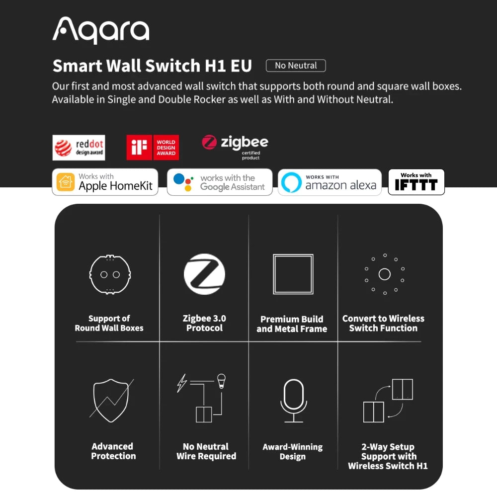Aqara H1 Smart Wall Switch No Neutral