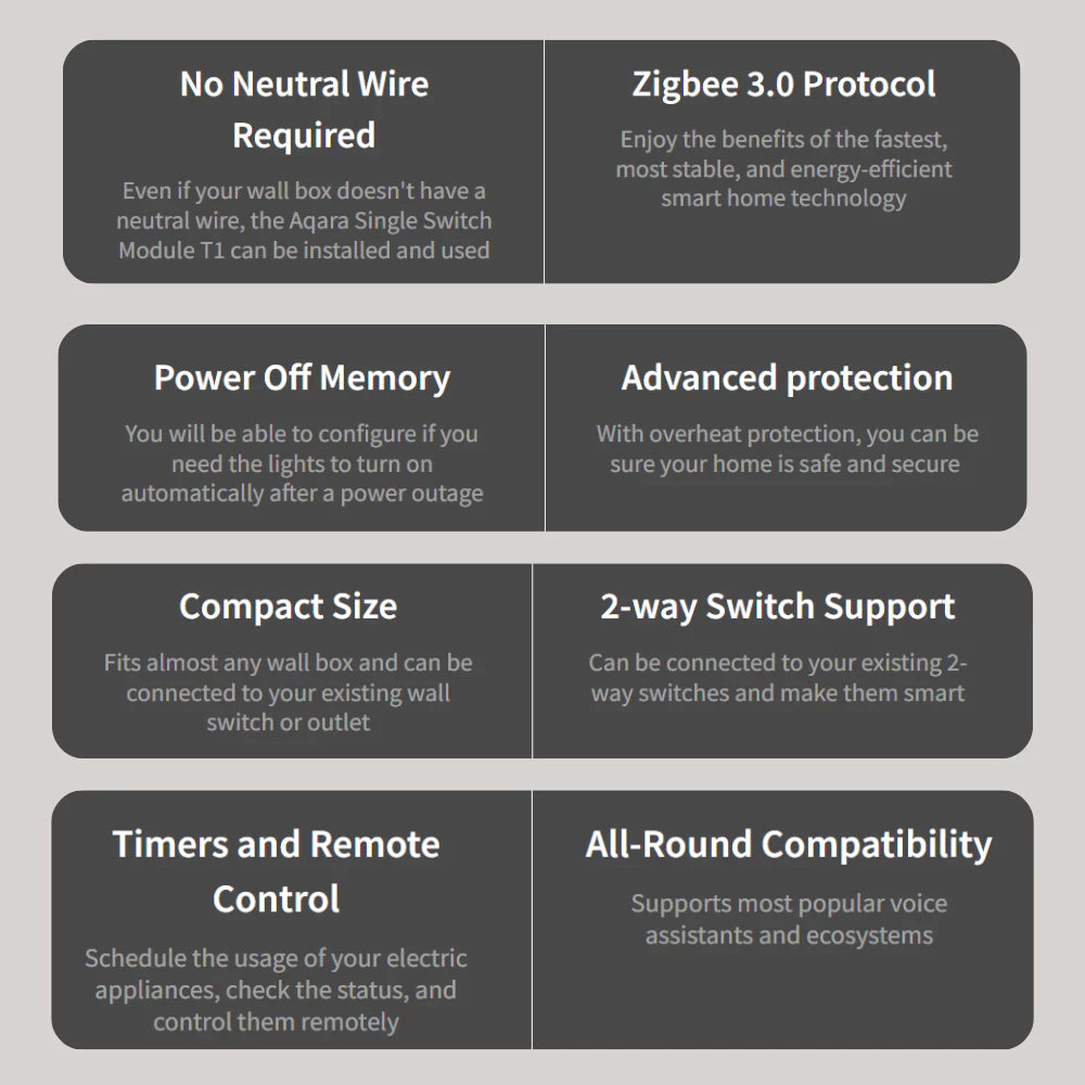 Aqara T1 Zigbee Protocol Single Switch Module No Neutral