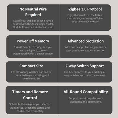Aqara T1 Zigbee Protocol Single Switch Module No Neutral