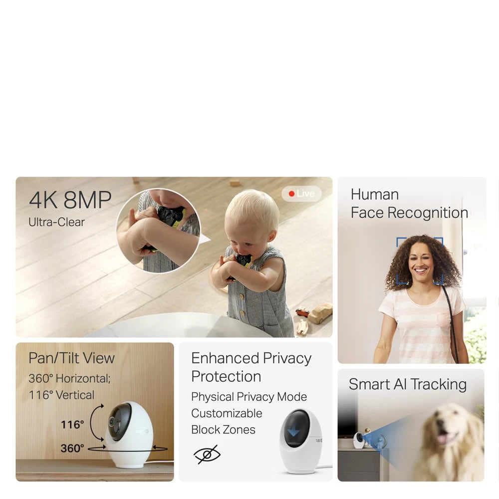 TP-Link Tapo C260 4K 8MP Pan/Tilt AI CCTV WIFI Wireless IP Camera Smart AI Detection