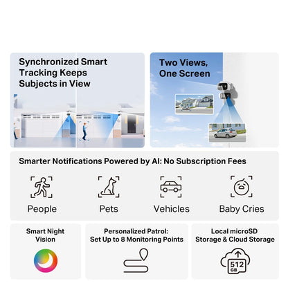 TP-Link Tapo C246D Dual-Lens 2K Indoor/Outdoor Pan/Tilt WiFi Camera