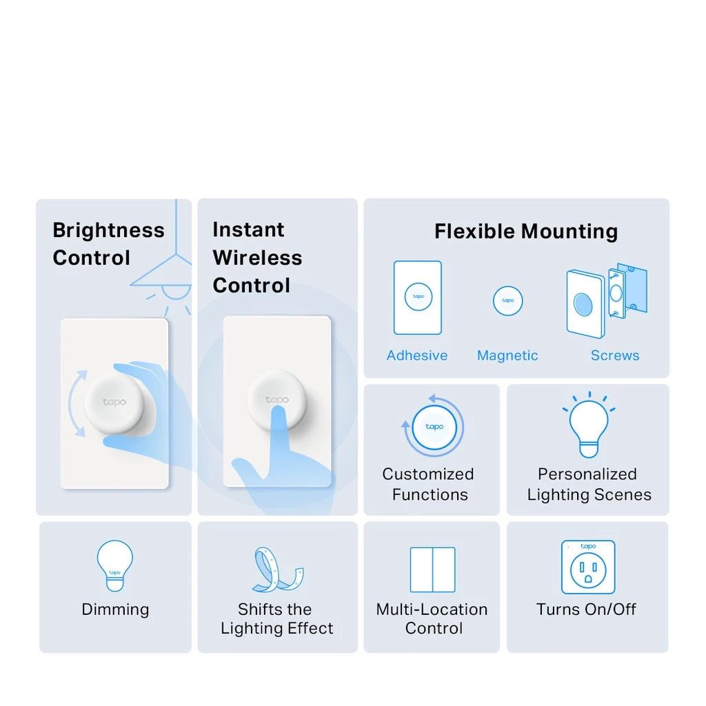 TP-LINK Tapo S200D Wireless Mini Switch Smart Doorbell One Button & App Control Smart Home Push Mini Wireless Switch